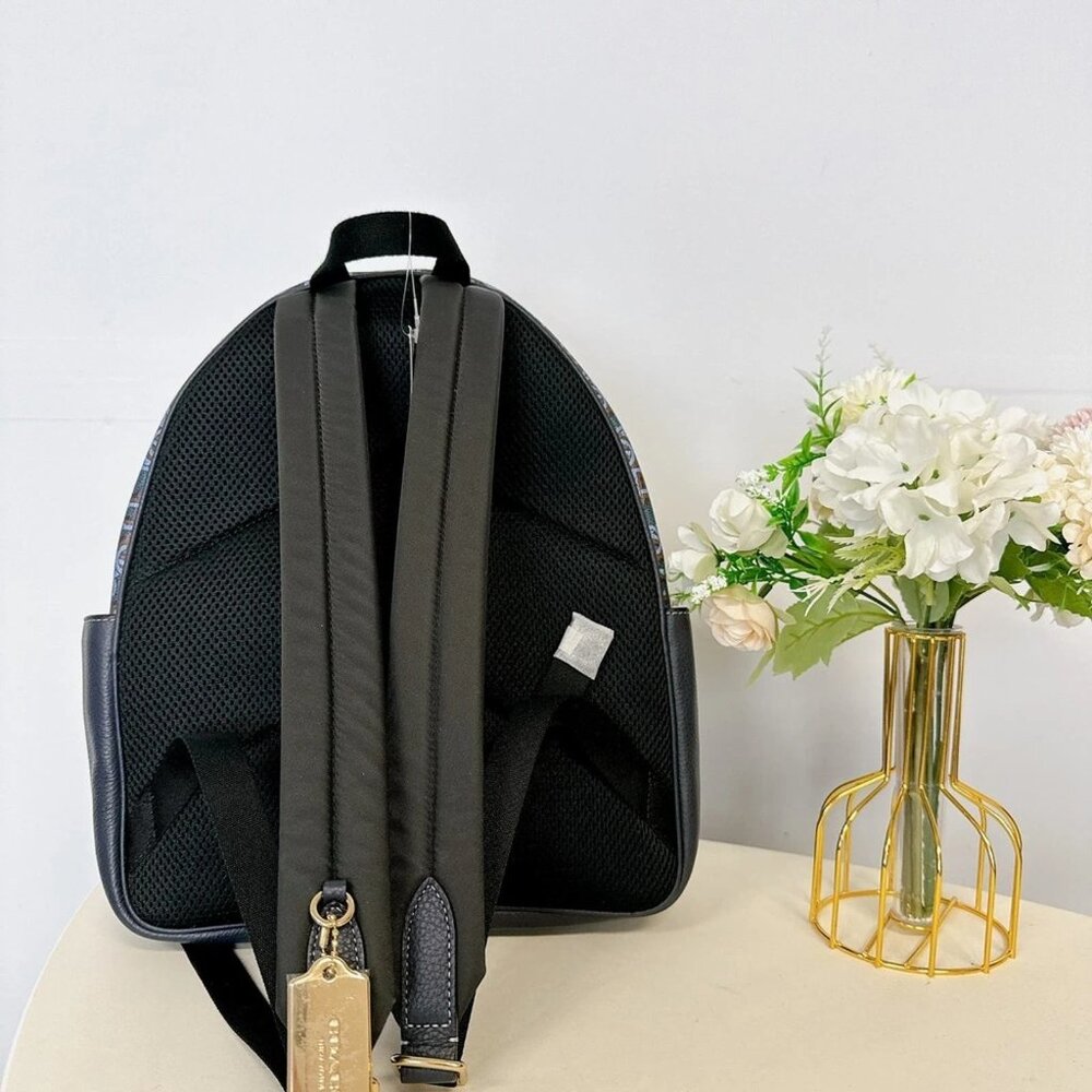 Coach CF344 Court Backpack With Coach Monogram Print IN NAVY - Picture 3 of 5